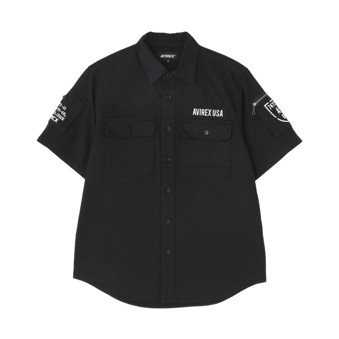 [예약배송] 아비렉스 베이직 숏 슬리브 셔츠 블랙([예약배송] Avirex Basic Short Sleeve Shirt Black)