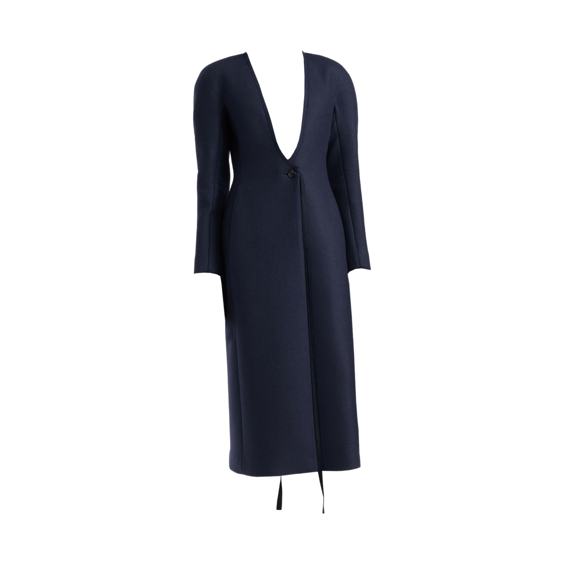 S29AA0325M36132511 (W) Maison Margiela Collarless Virgin Wool Coat Navy Blue