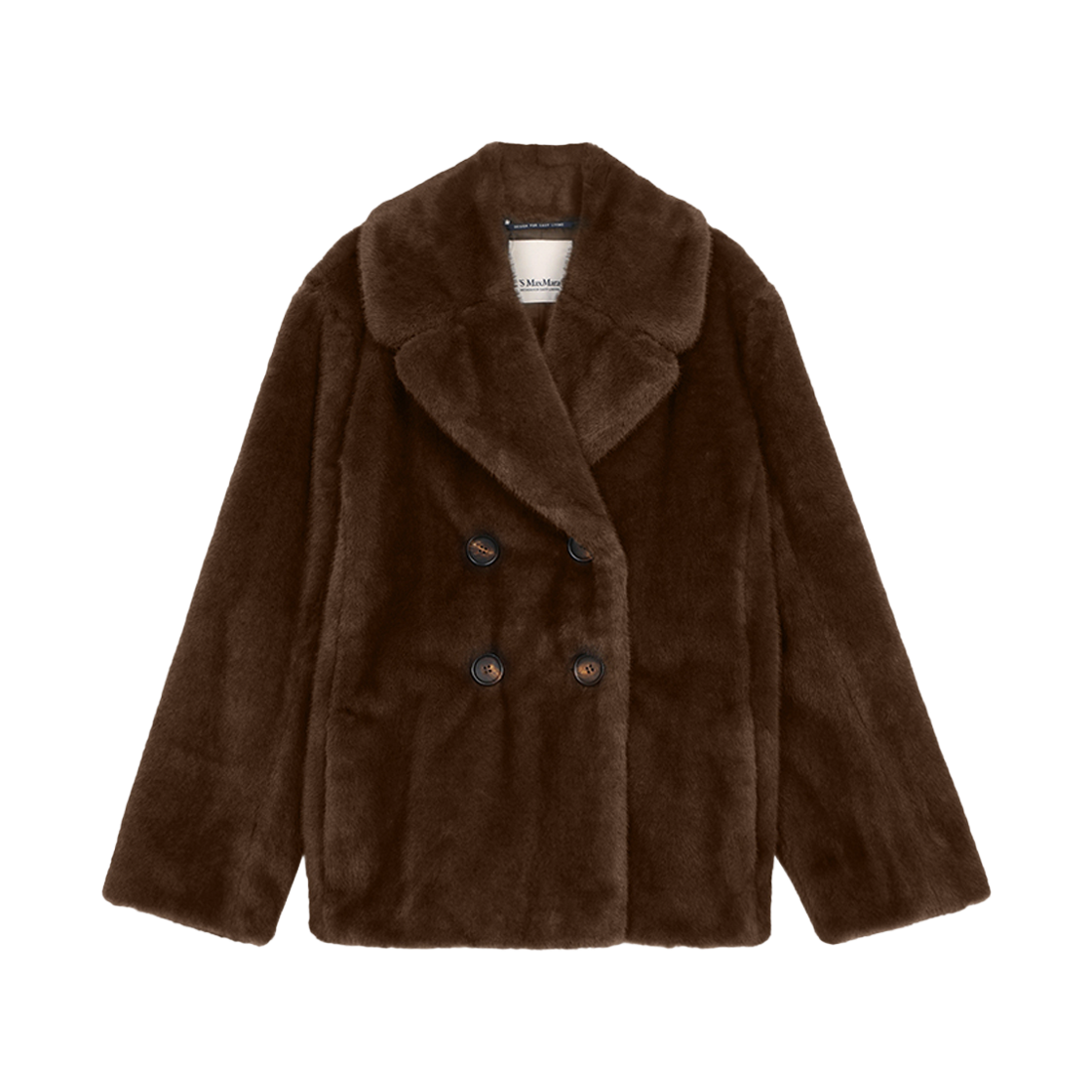 LAURA 001 [20% 쿠폰] (W) S Max Mara Laura Double-Breasted Jacket with Fluffy Texture Brown