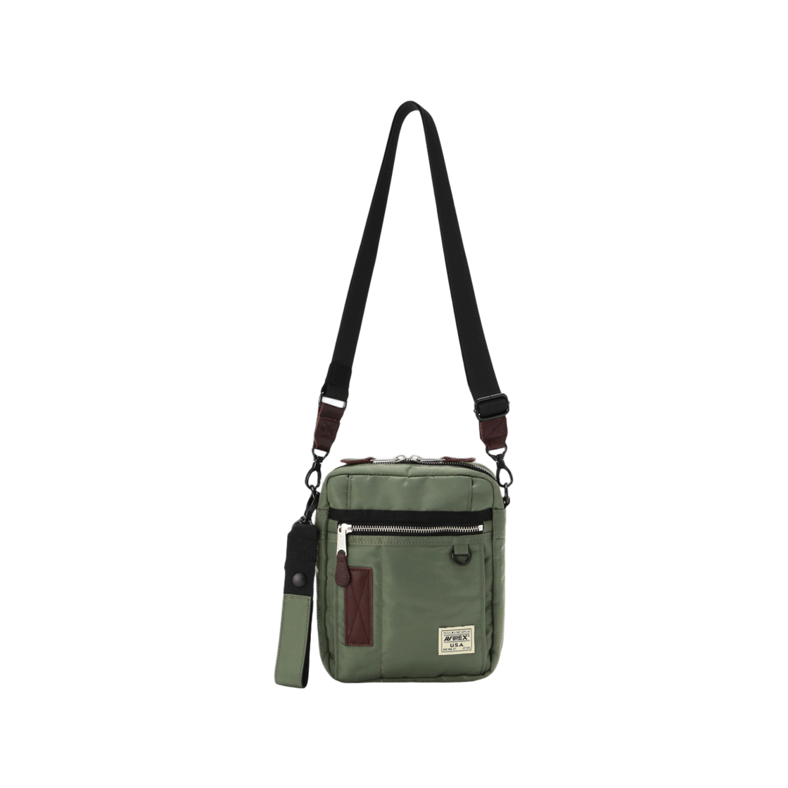 7836976017-ASA [KREAM 단독] Avirex Flight Nylon Vertical Shoulder Bag Sage
