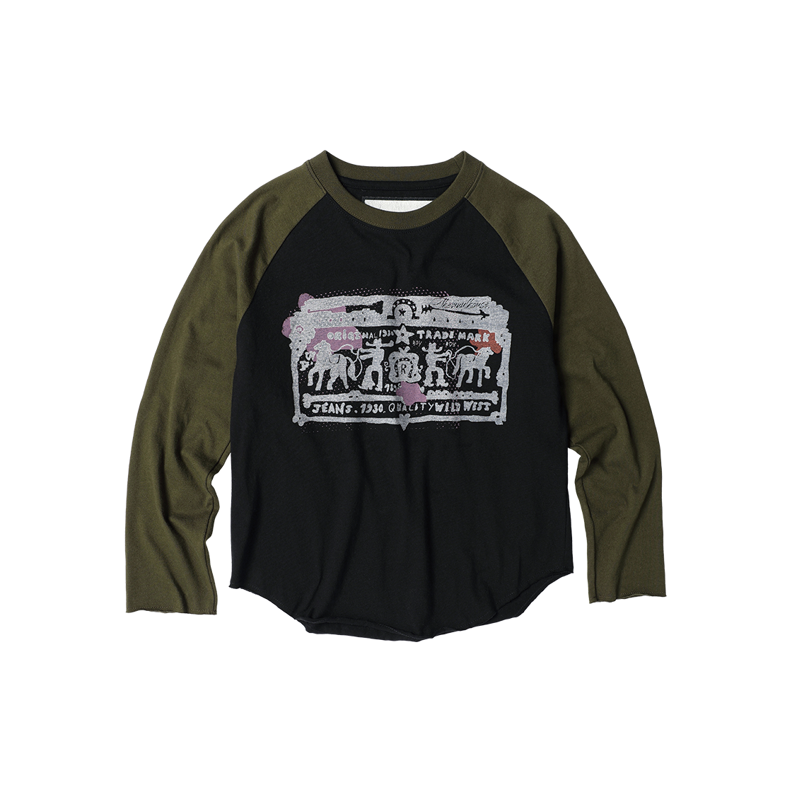 더바이닐하우스 카우보이 픽토그램 래글런 롱슬리브 티셔츠 카키(Thevinylhouse Cowboy Pictogram Raglan LS Tee Khaki) - 3