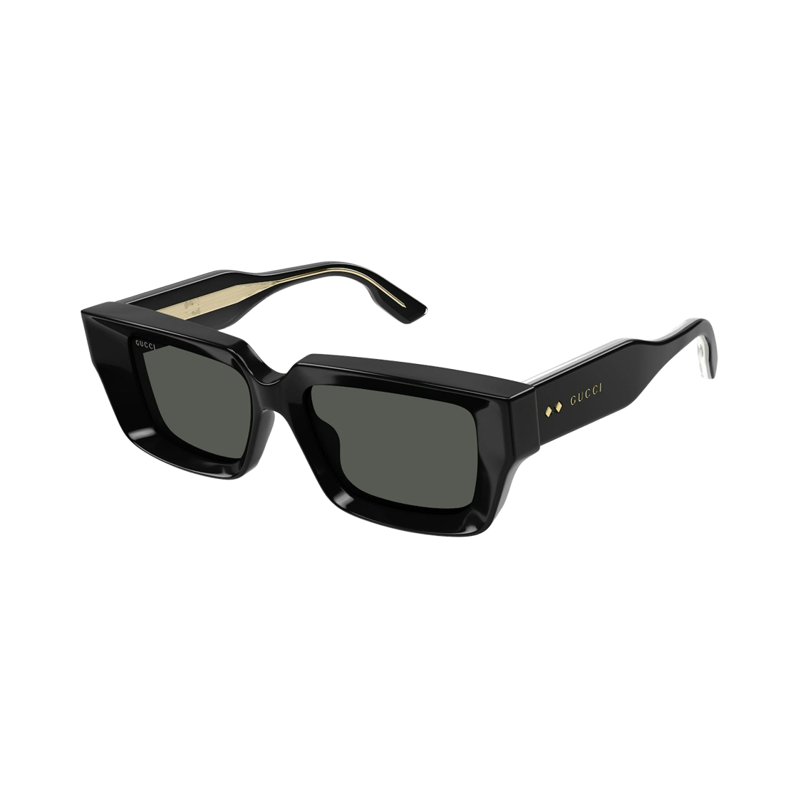 GG1529S-001 Gucci Rectangle Frame Sunglasses Black Grey
