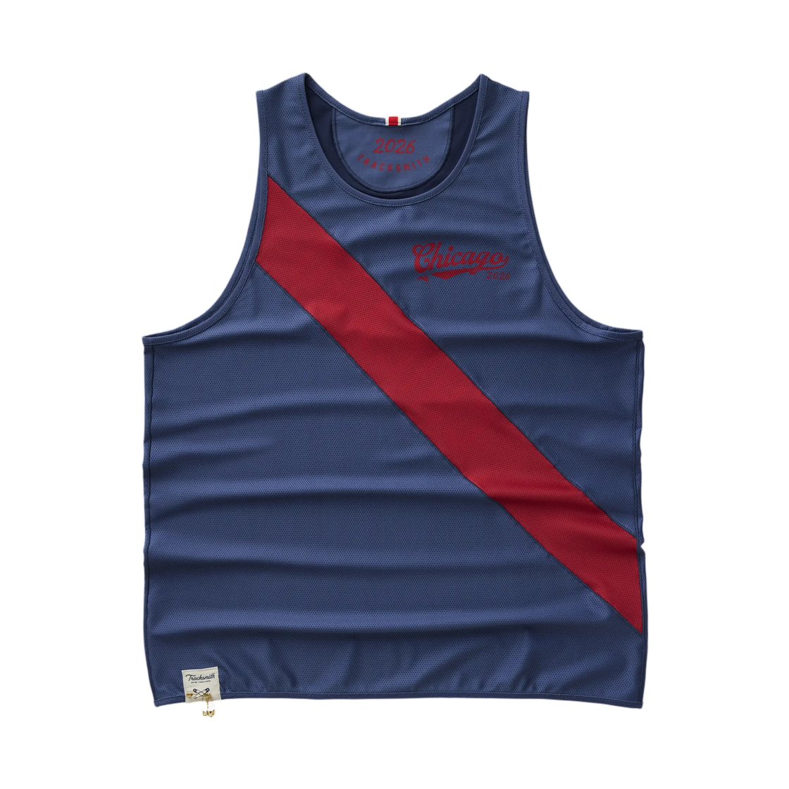 트랙스미스 시카고 리버시블 싱글렛 딥 블루 네이비 크랜베리(Tracksmith Chicago Reversible Singlet Deep Blue Navy Cranberry)