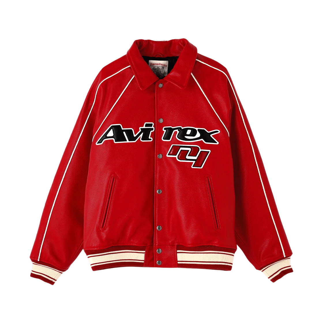 7835950017-ARE Avirex Cow Logo Varsity Jacket Red