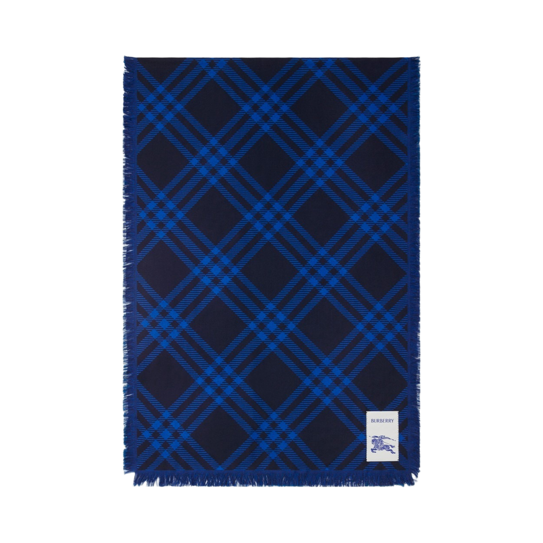 8110161 Burberry Wide Check Wool Silk Scarf Ink Blue