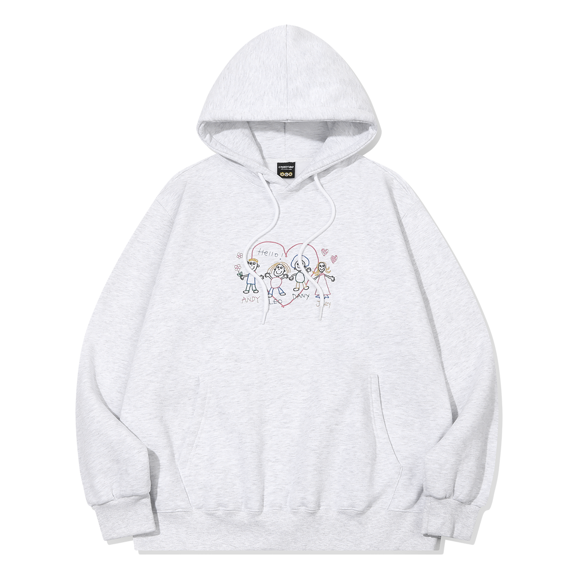 C26FB18 CPGN STUDIO Friends Stitch Embroidery Hoodie Melange White