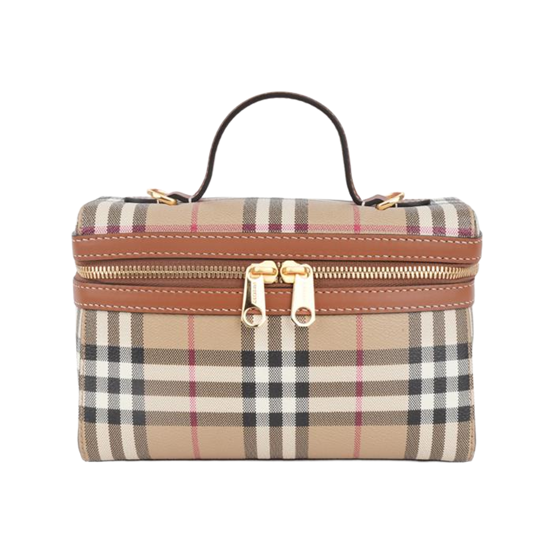 8120525 [20% 쿠폰] Burberry Check Vanity Bag Archive Beige Briar Brown