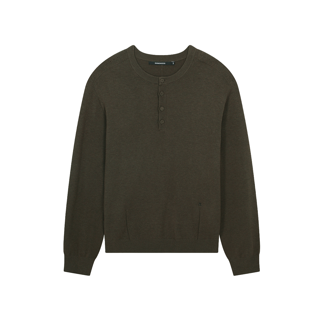 ZI6KT694BR ZIOSONGZIO Timeless Wholegarment Henley Neck Knit Brown