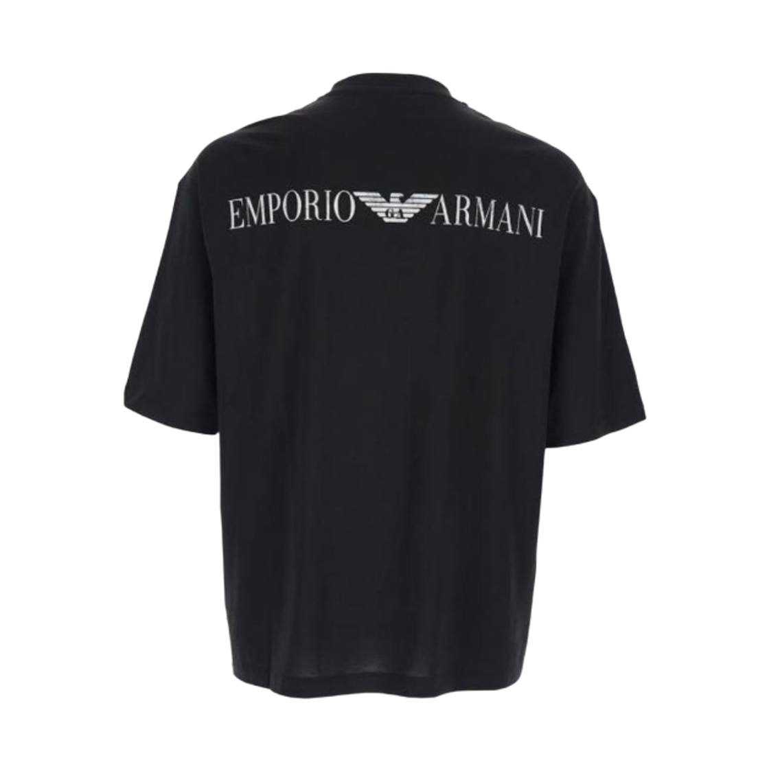 엠포리오 아르마니 유즈드 이펙트 로고 프린트 오버사이즈 저지 티셔츠 블랙(Emporio Armani Oversized Jersey T-Shirt with Used Effect Logo Print Black) - 2