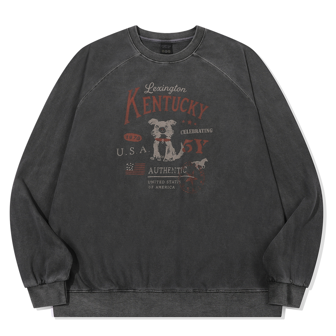 꼼파뇨 켄터키 레글런 피그먼트 맨투맨 스모크블랙(CPGN STUDIO Kentucky Raglan Pigment Sweatshirt Smoke Black)