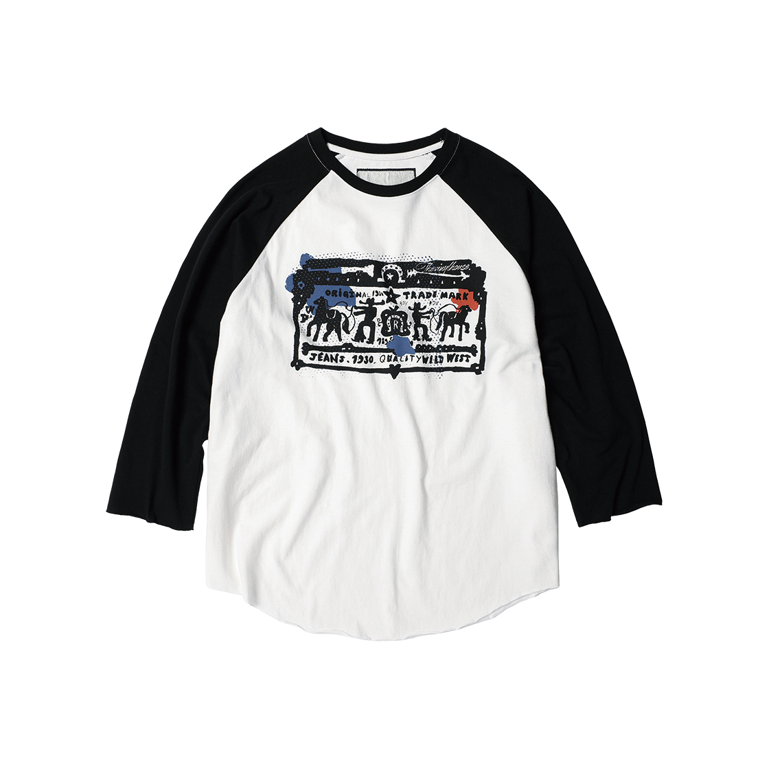 VH2FFUT560AWH Thevinylhouse Cowboy Pictogram Raglan LS Tee White