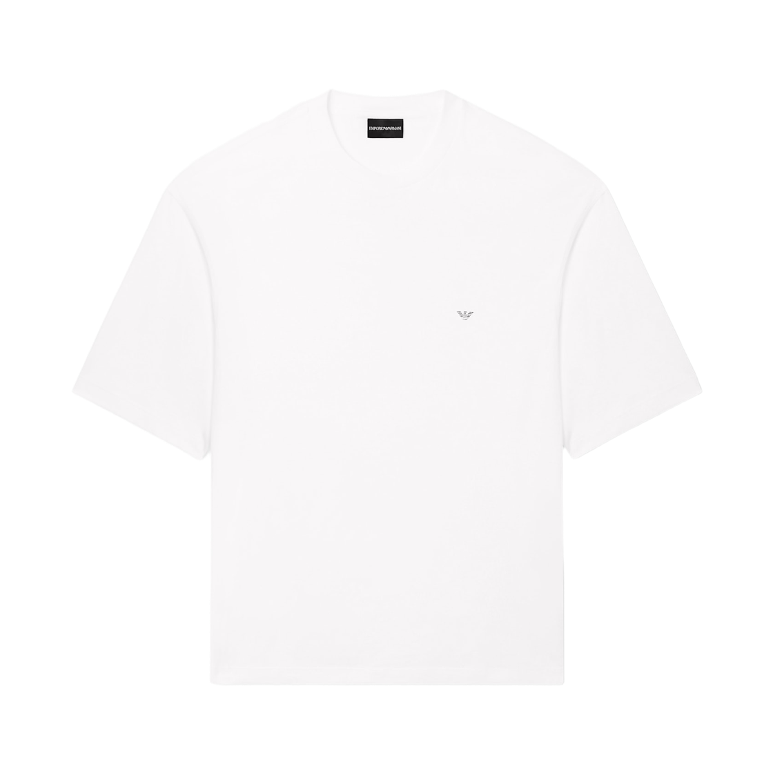 EM005737AF24470U0003 Emporio Armani Oversized Jersey T-Shirt with Used Effect Logo Print White