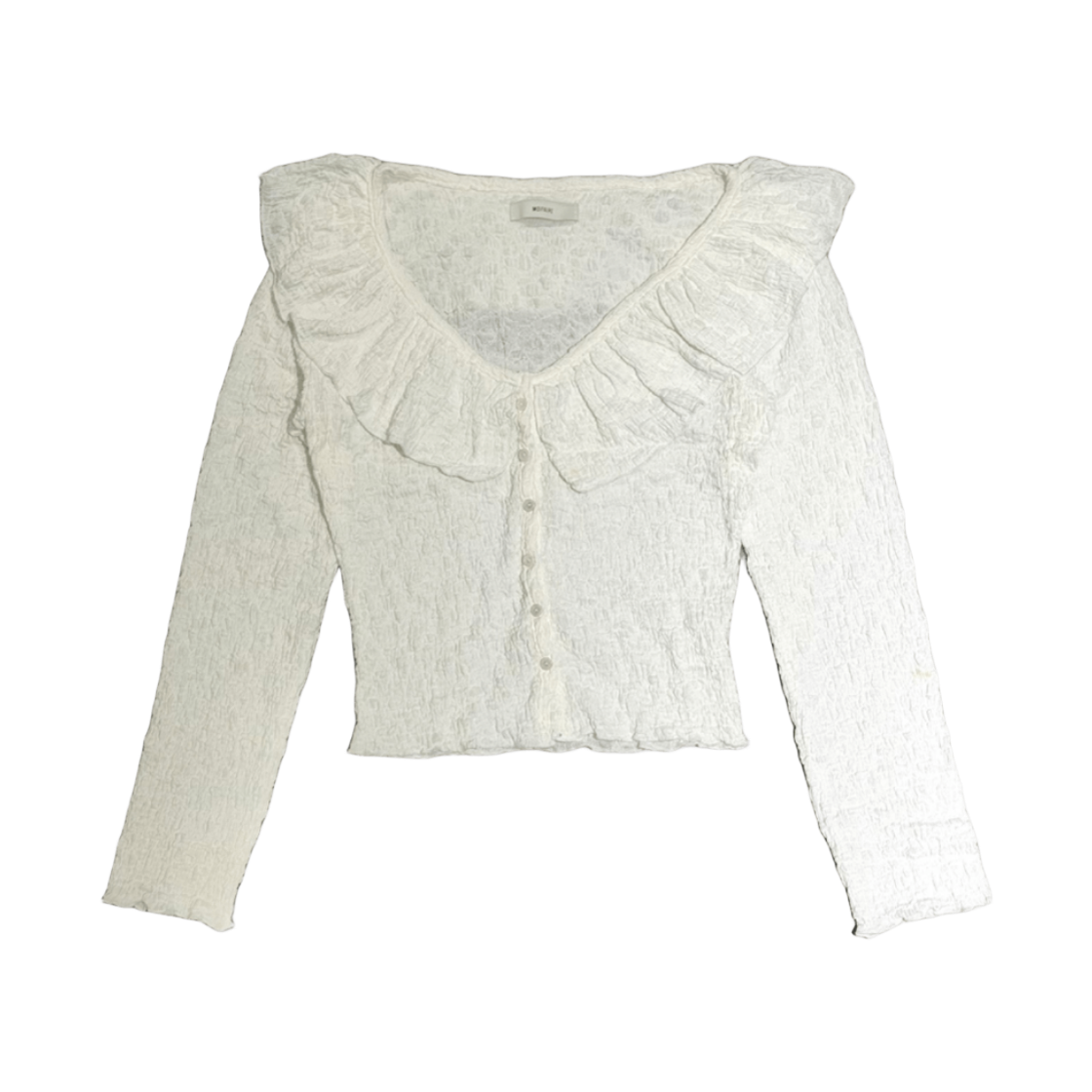 모이페어 크링클 프릴 가디건 화이트(MOIFAIRE Crinkle frill Cardigan White) - 1