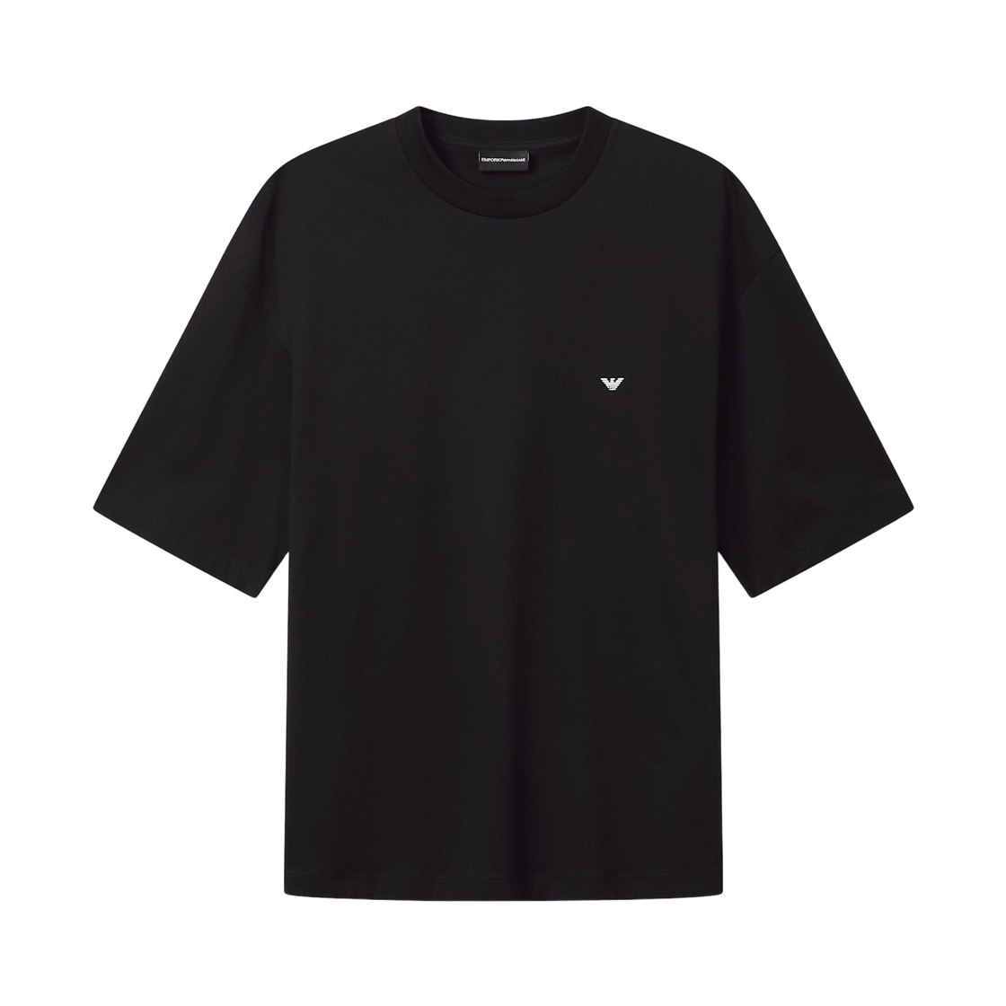 EM005737AF24470UC001 Emporio Armani Oversized Jersey T-Shirt with Used Effect Logo Print Black