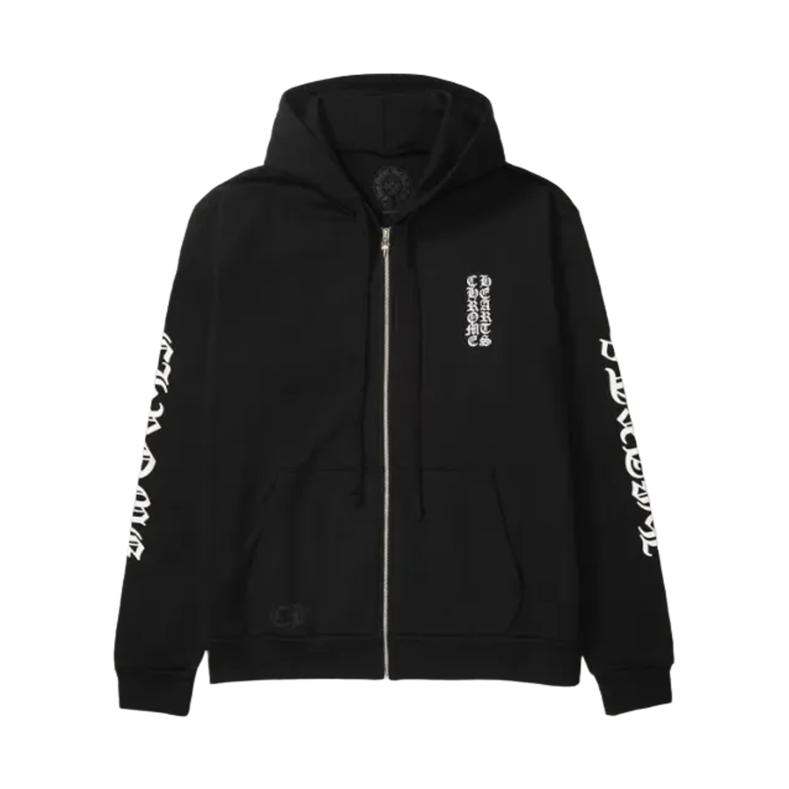 - Chrome Hearts Vertical Logo Heavyweight Zip-Up Hoodie Black