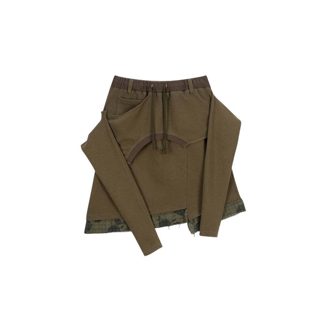 베이컨트 아카이브 로이 티셔츠 레이어드 스커트 카키(Vacant Archive Roy T-Shirt Layered Skirt Khaki) - 2