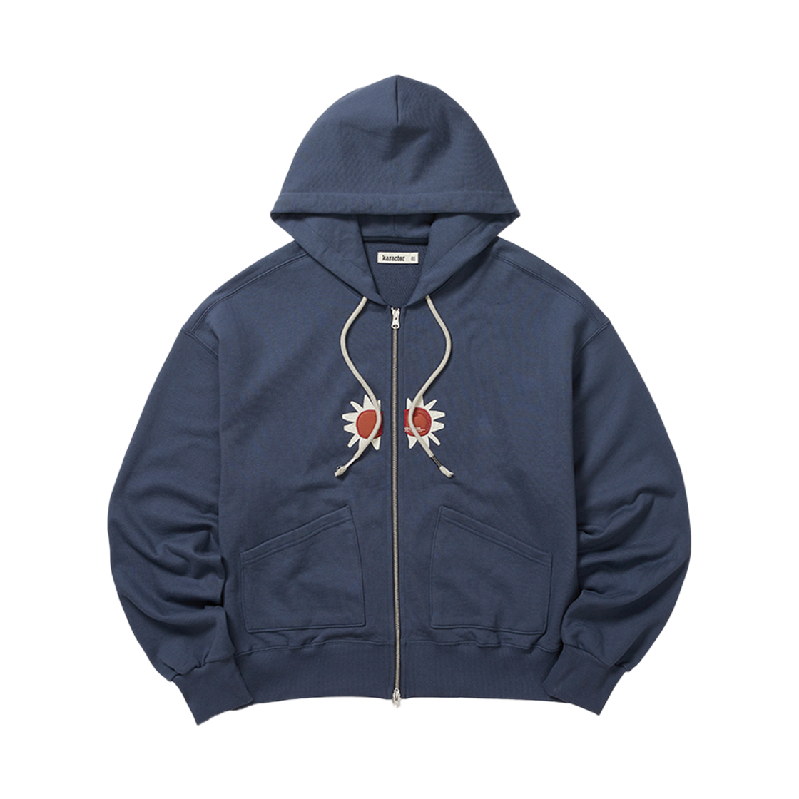 카락터 선버스트 후디드 집업 스모크 네이비(Karactor Sunburst Hoodied Zip Up Smoke Navy)