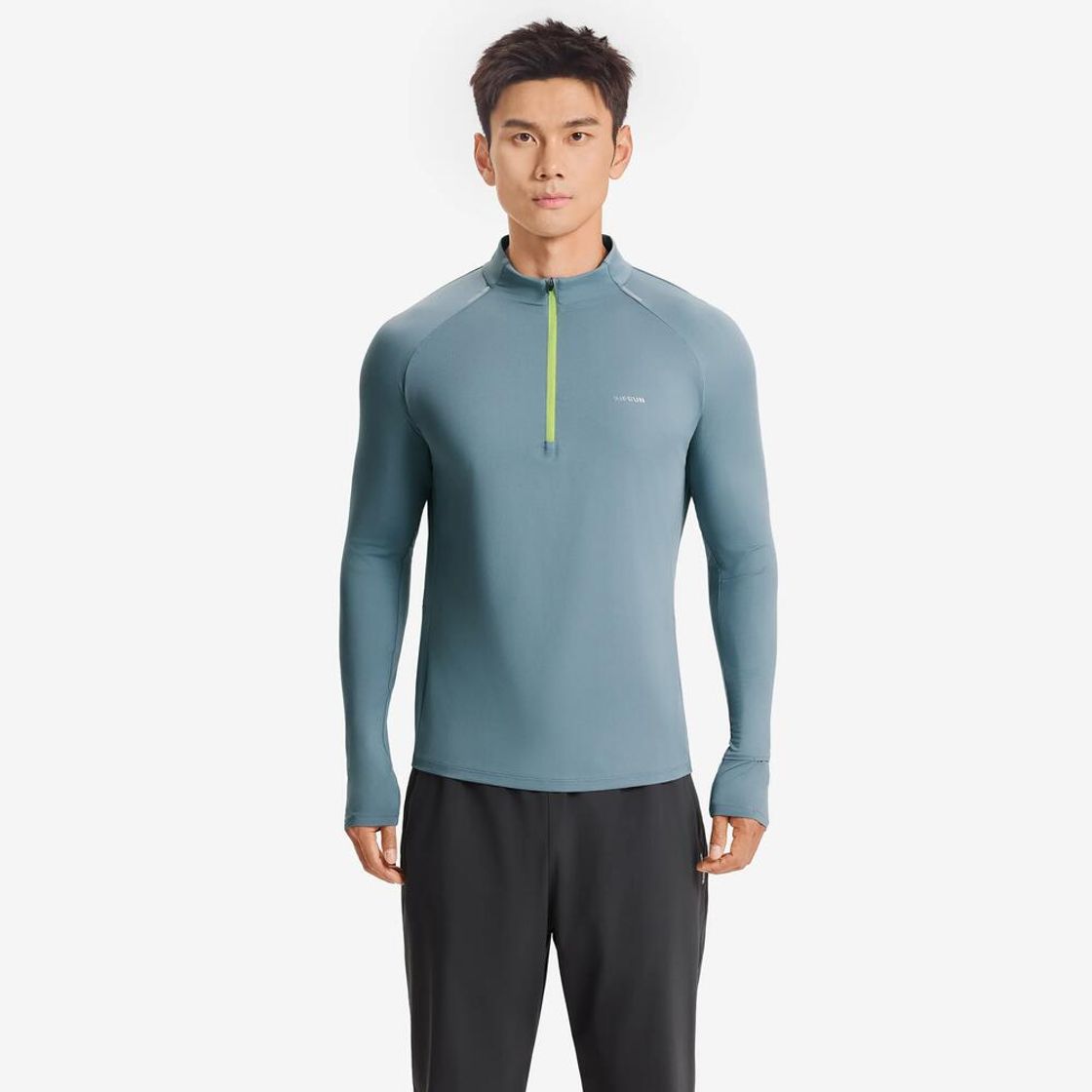 데카트론 남성 하프집 러닝 긴팔 티 런 드라이 500 리버 그레이(Decathlon Men's Half-Zip Long-Sleeved Running T-Shirt Run Dry 500 River Grey) - 2