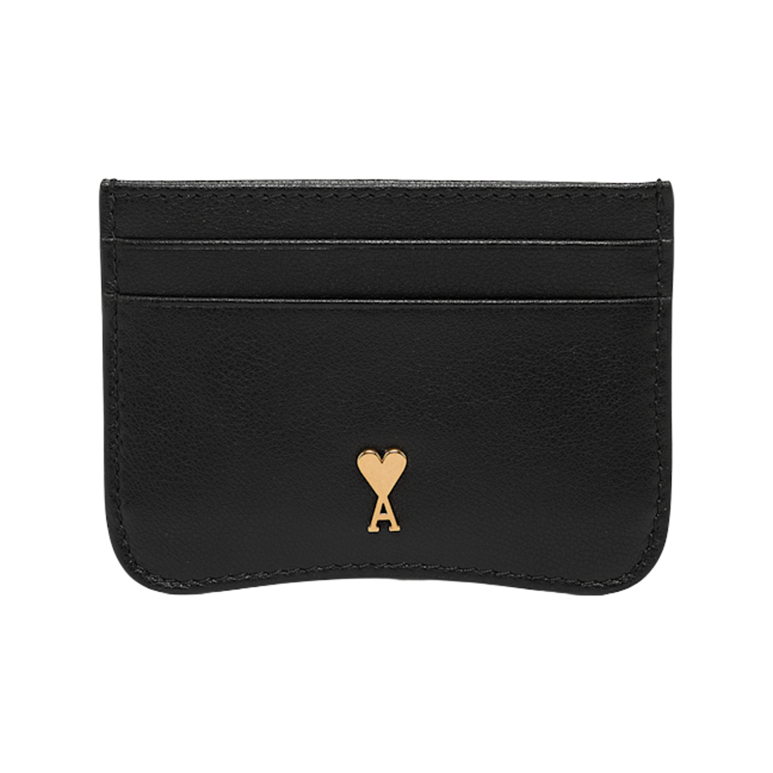 USL706-AL0208-0015 AMI de Coeur Card Holder in Smooth Leather Black Gold