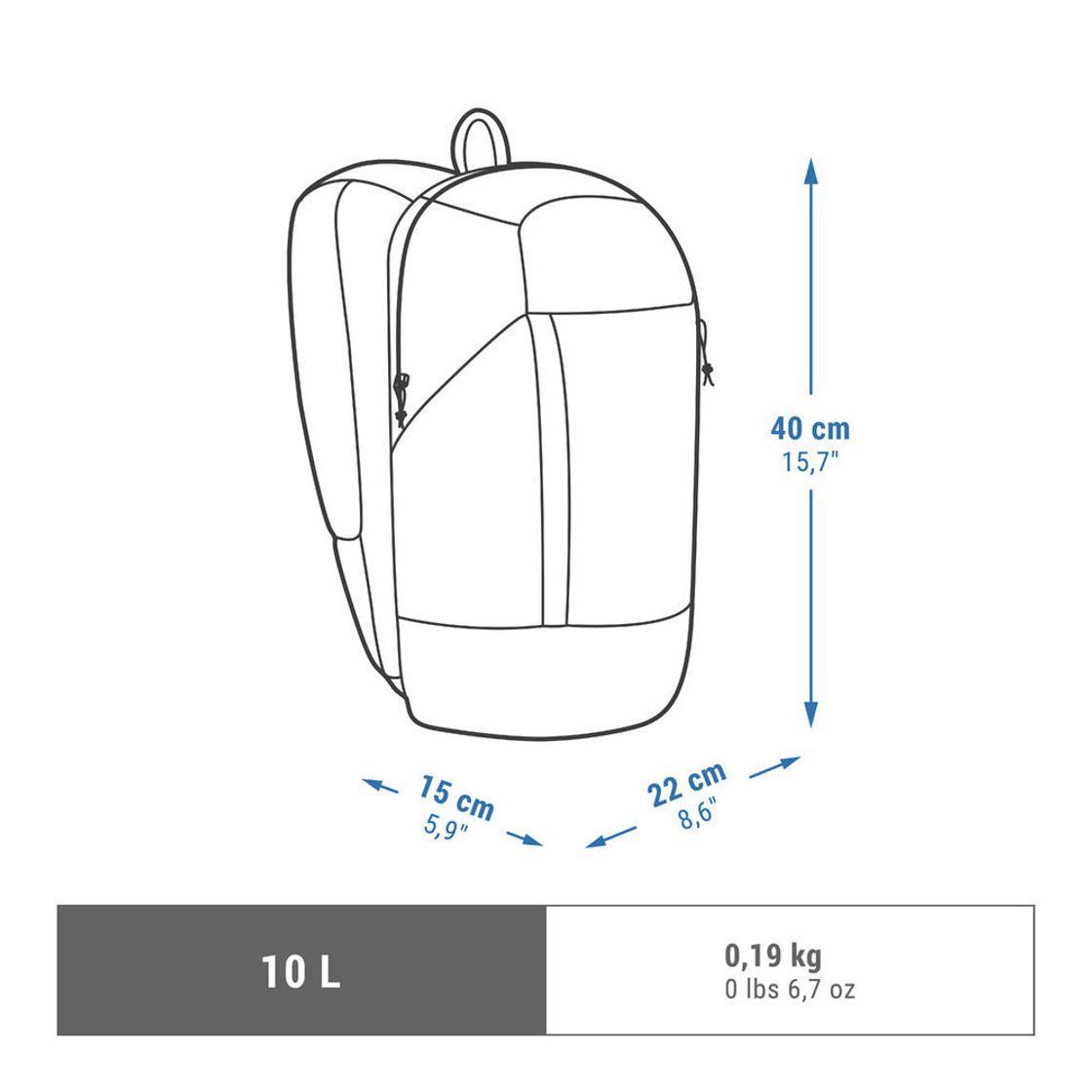 데카트론 등산 백팩 10L 아르페나즈 NH100 블루 그레이(Decathlon Hiking Backpack 10L Arpenaz NH100 Blue Grey) - 3