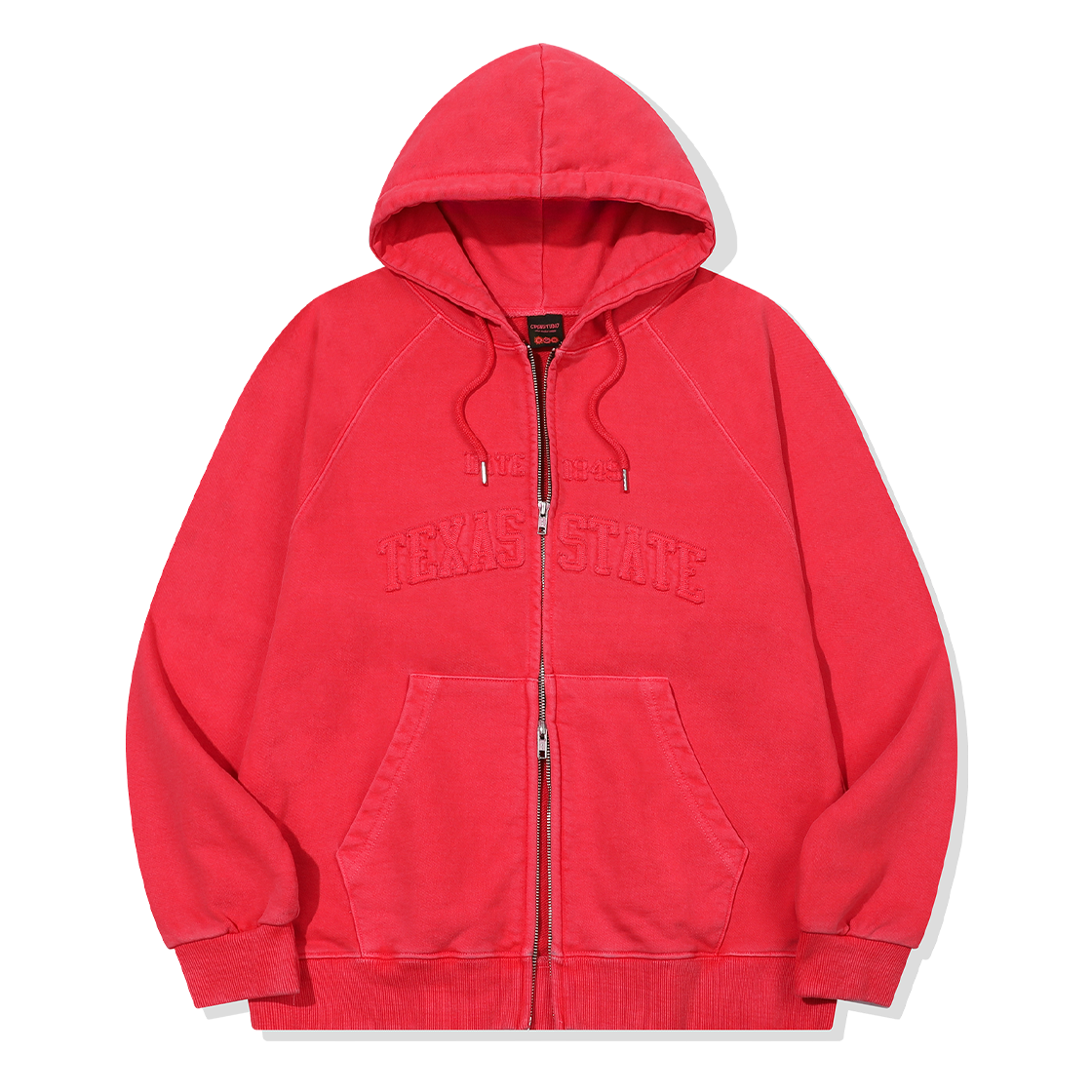 C26FB05 CPGN STUDIO [2-WAY] Texas Applique Raglan Pigment Hooded Zip-up Red