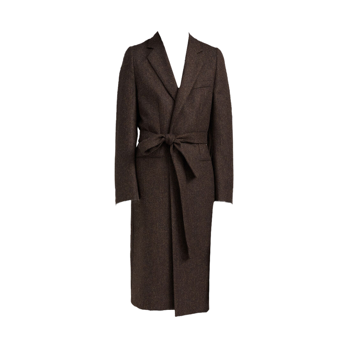S67AA0087S54246003F Maison Margiela Belted Herringbone Wool Coat Tapenade