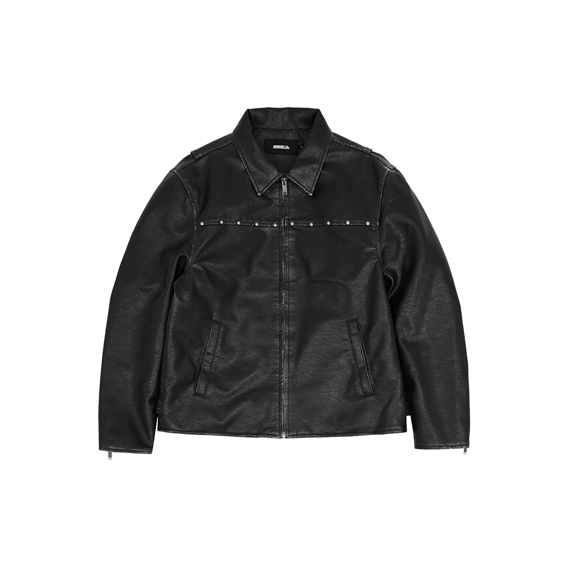 MEA03B6O08-BK Mea Stud Vintage Leather Jacket Black