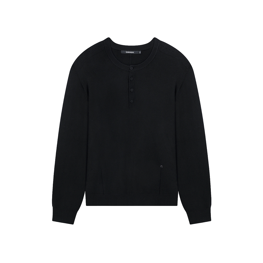지오송지오 타임리스 홀가먼트 헨리넥 니트 블랙 ZI6KT691BK(ZIOSONGZIO Timeless Wholegarment Henley Neck Knit Black) - 1