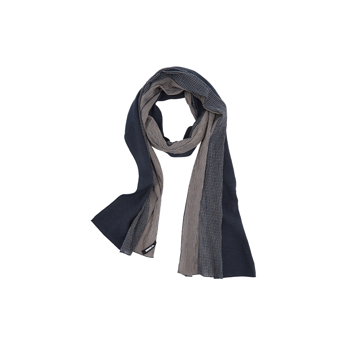 메아 패치워크 패턴 머플러 네이비(Mea Patchwork Pattern Muffler Navy)