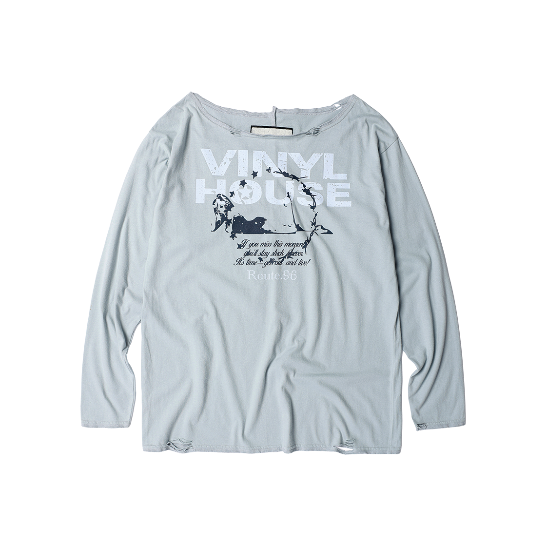 VH2GSFT561ABL Thevinylhouse Raw Cut Over Ls Tee (W) Blue