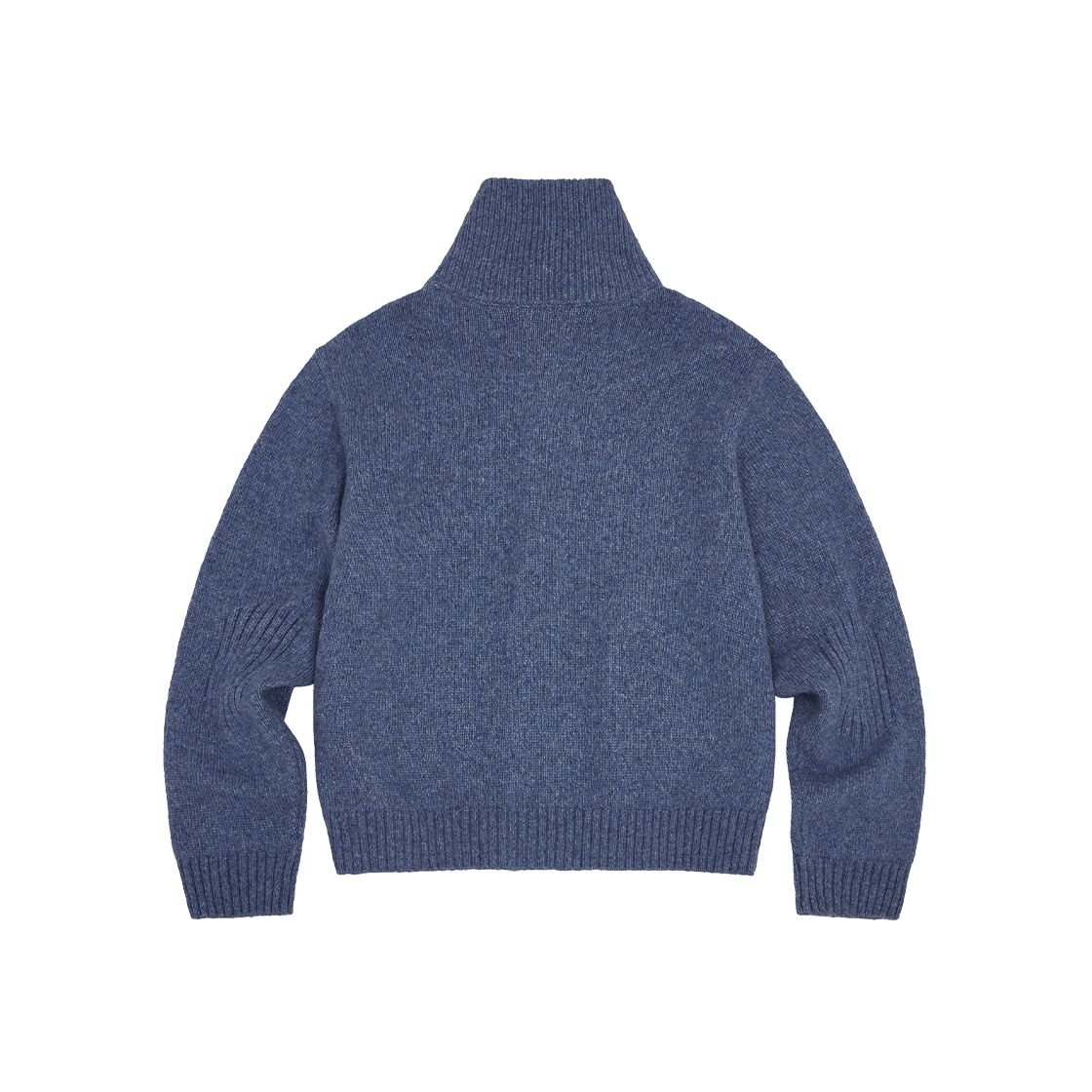 메아 알파카 하이 넥 니트 집 멜란지 블루(Mea Alpaca High Neck Knit Zip Melange Blue) - 2