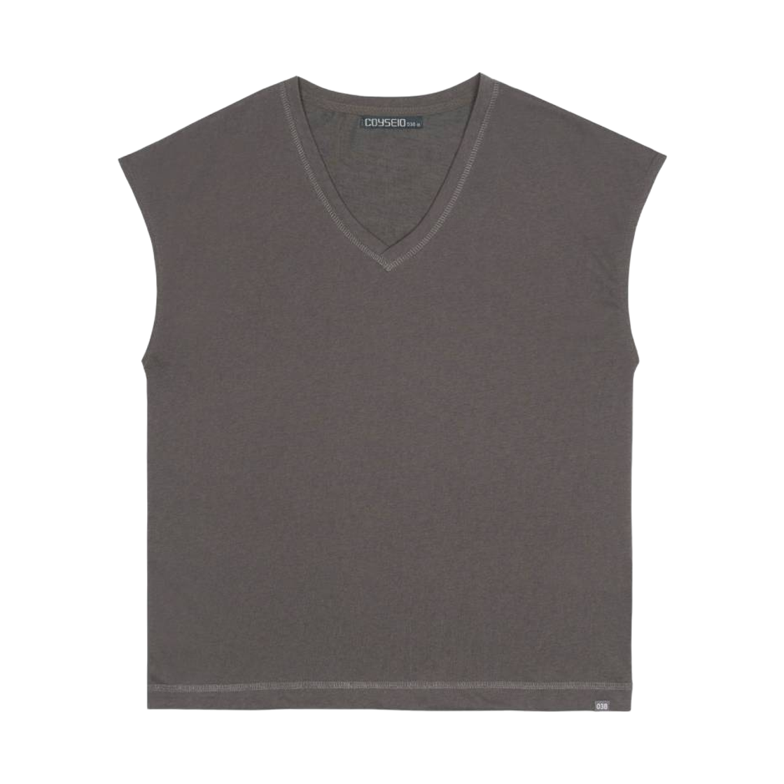 CY26FWTOTS302 COYSEIO 038 V-Neck Slub T-Shirt Charcoal
