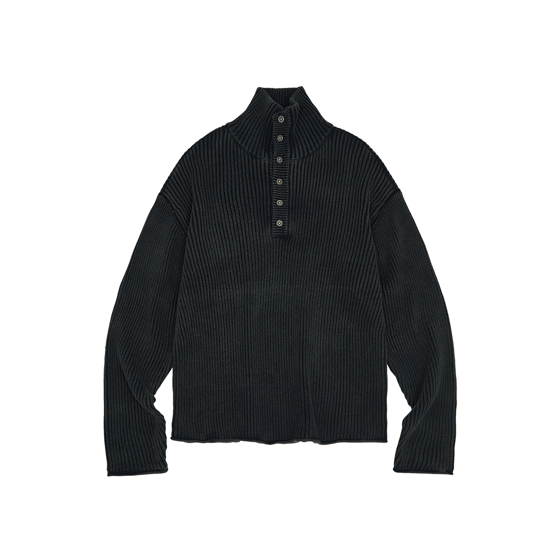 MEA03B6T08-NV Mea High Neck Henley Knit Navy
