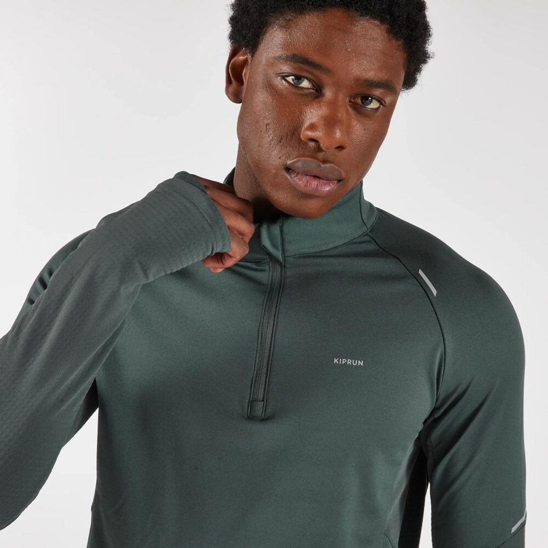 데카트론 남성 하프집 러닝 긴팔 티 런 웜 500 스모크 그린(Decathlon Men's Half-Zip Long-Sleeved Running T-Shirt Run Warm 500 Smoke Green) - 5