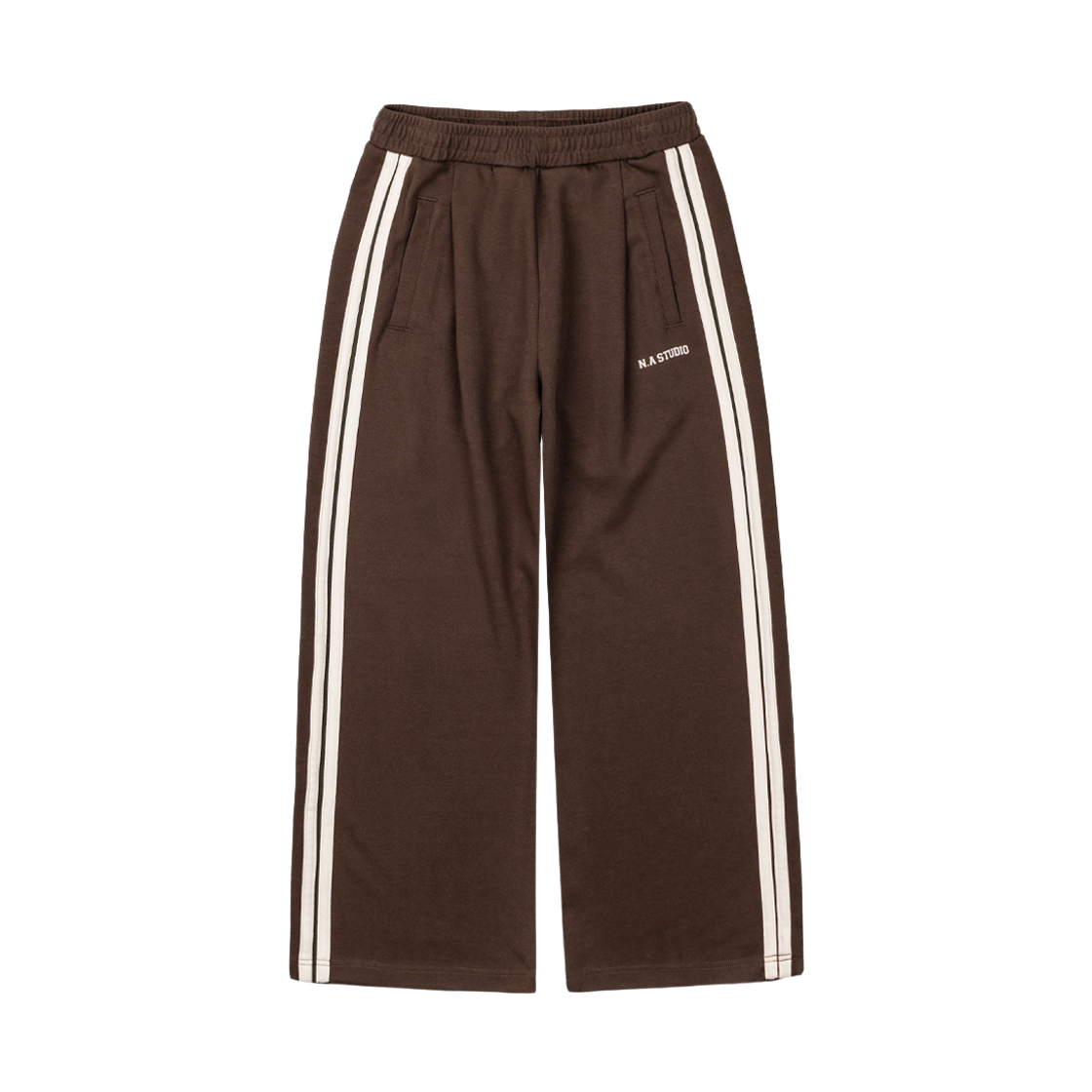 누아트 스튜디오 보더라인 세미 와이드 원턱 팬츠 브라운/아이보리(NUART STUDIO Borderline Semi-Wide One-Tuck Pants Brown/Ivory)