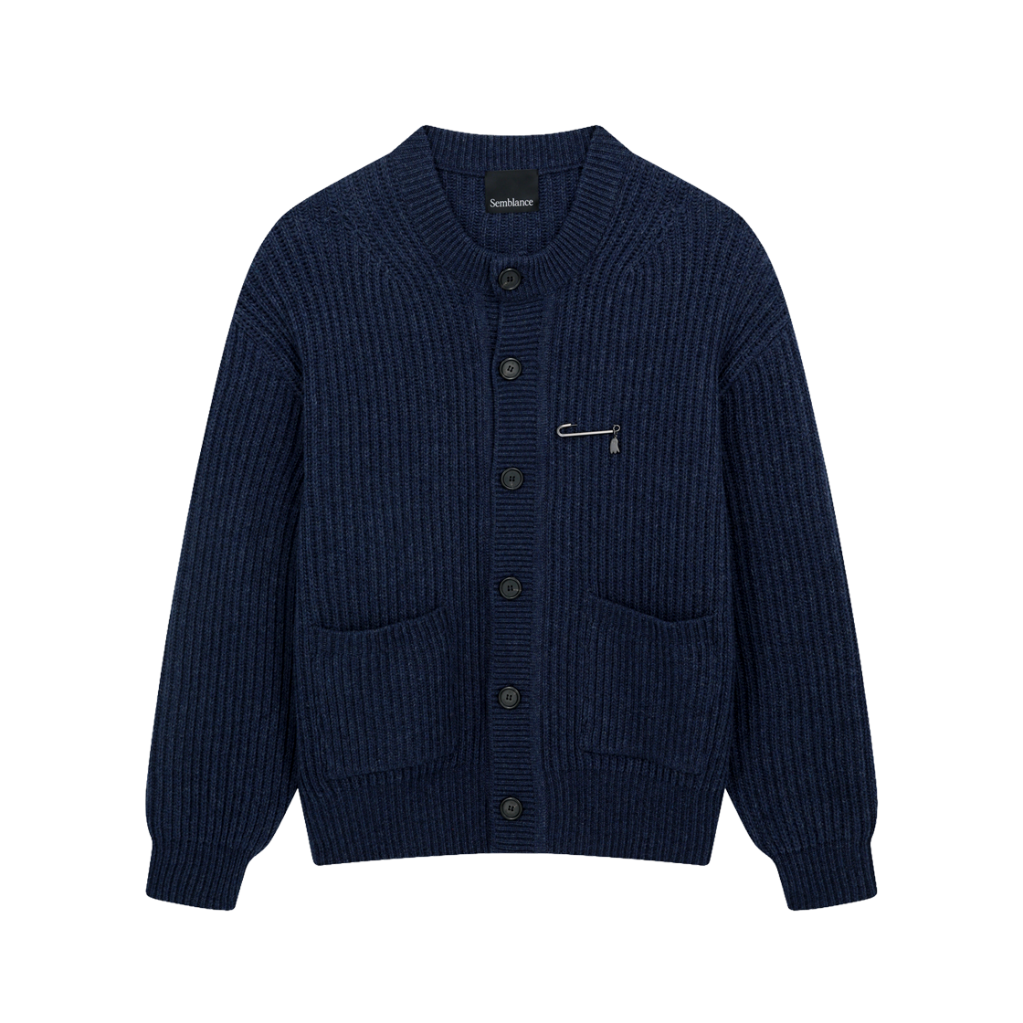 지오송지오 셈블런스 리브드 카라리스 가디건 인디고 ZI5KT835IN(ZIOSONGZIO SEMBLANCE Ribbed Collarless Cardigan Indigo) - 1