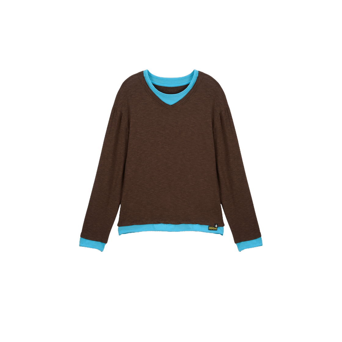 베이컨트 아카이브 (남성) 헤이든 브이넥 레이어드 롱슬리브 브라운(Vacant Archive (Men) Hayden V-Neck Layered Long Sleeve Brown)