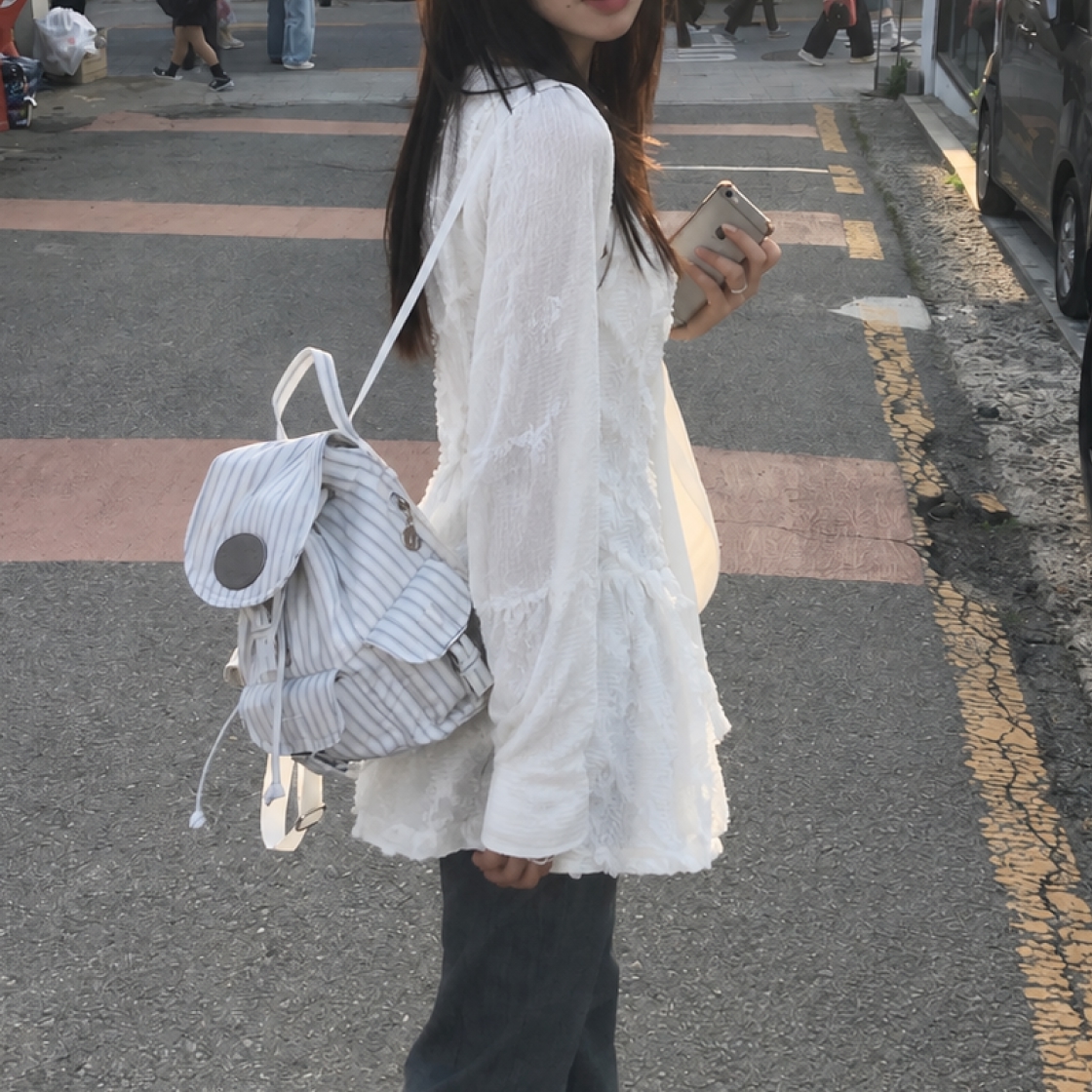 라츠유 노스텔지아 백팩 스트라이프 네이비(LOTS YOU Nostalgia Backpack Stripe Navy) - 3