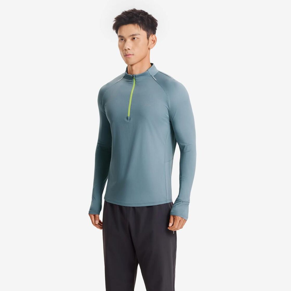 데카트론 남성 하프집 러닝 긴팔 티 런 드라이 500 리버 그레이(Decathlon Men's Half-Zip Long-Sleeved Running T-Shirt Run Dry 500 River Grey) - 3