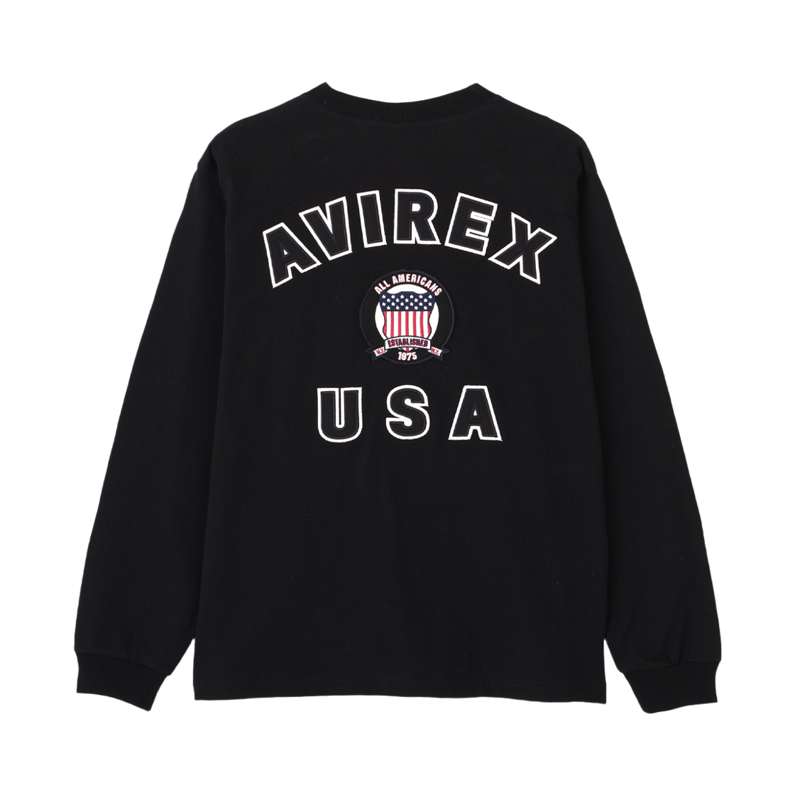 아비렉스 롱 슬리브 시그니처 바시티 로고 티 블랙(Avirex Long Sleeve Signature Varsity Logo Tee Black)