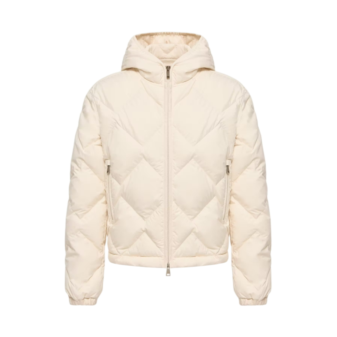 L2-093-1A00087-597YW-041 (W) Moncler Arvouinne Hooded Triangle Quilted Short Down Jacket White Ivory - 26FW