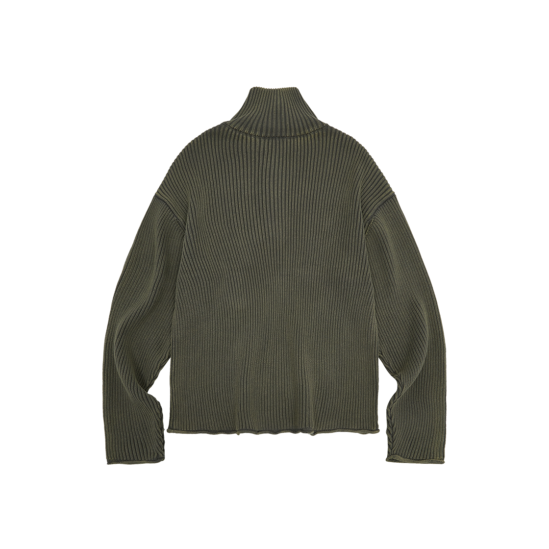 메아 하이 넥 헨리 니트 올리브 그레이(Mea High Neck Henley Knit Olive Grey) - 2