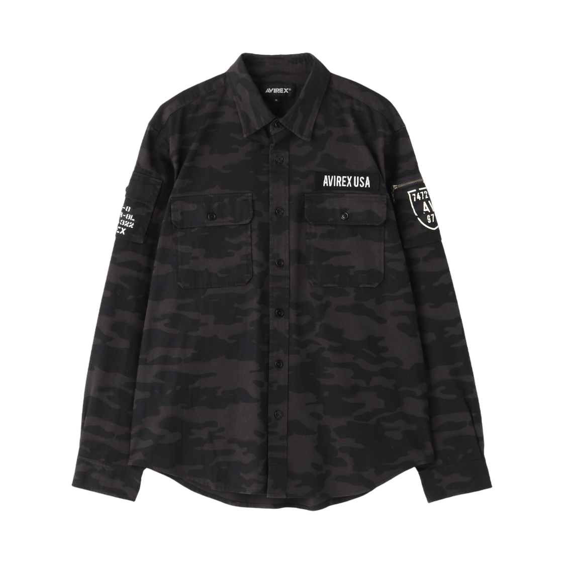 아비렉스 베이직 퍼티그 롱 슬리브 셔츠 블랙 카모(Avirex Basic Fatigue Long Sleeve Shirt Black Camo)