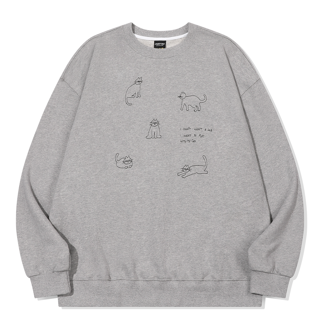 꼼파뇨 마이 키티 자수 스웨트셔츠 그레이(CPGN STUDIO My Kitty Embroidery Sweatshirt Gray) - 1
