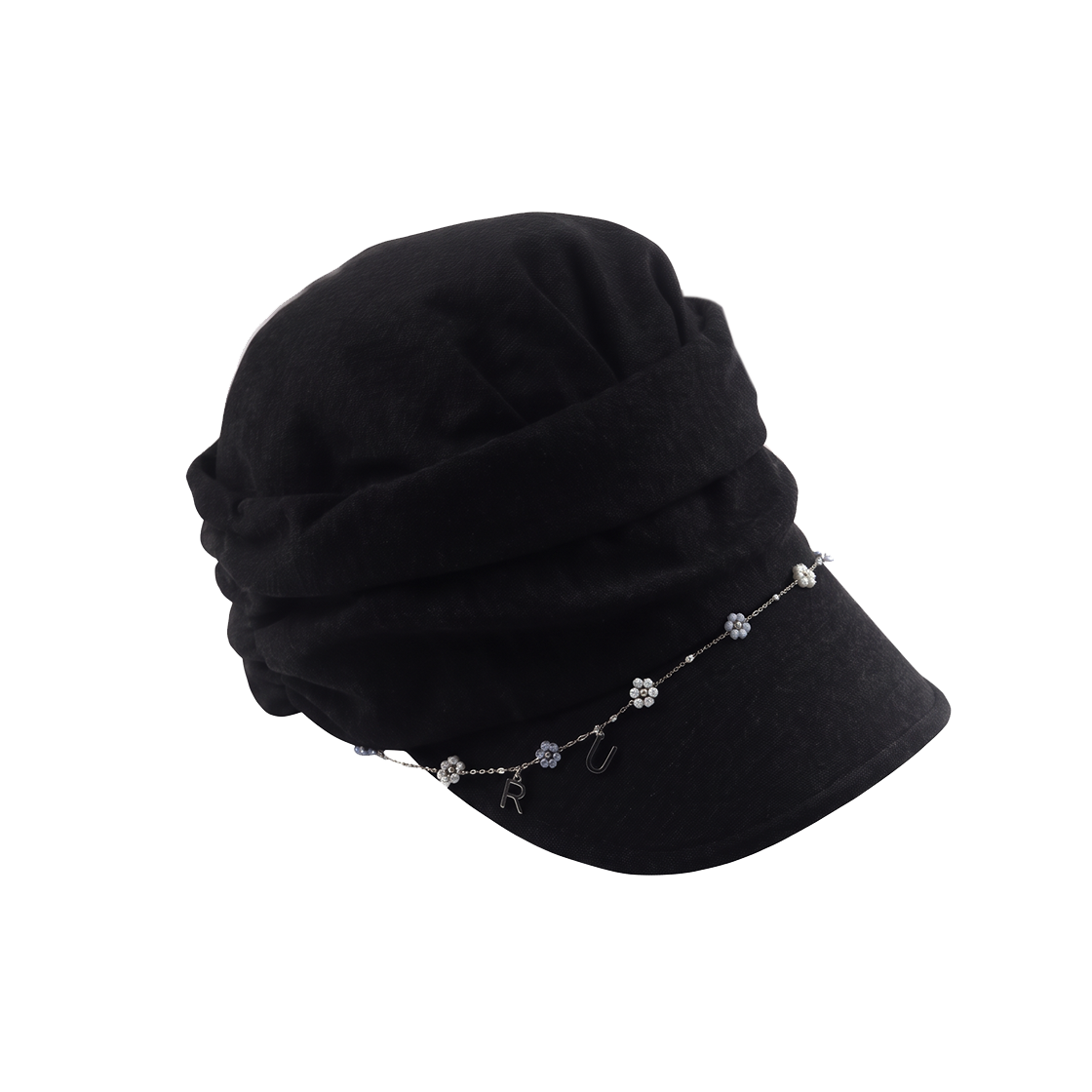 26HSCAP04 Rubati Kamila Turban Shirring Cap Black