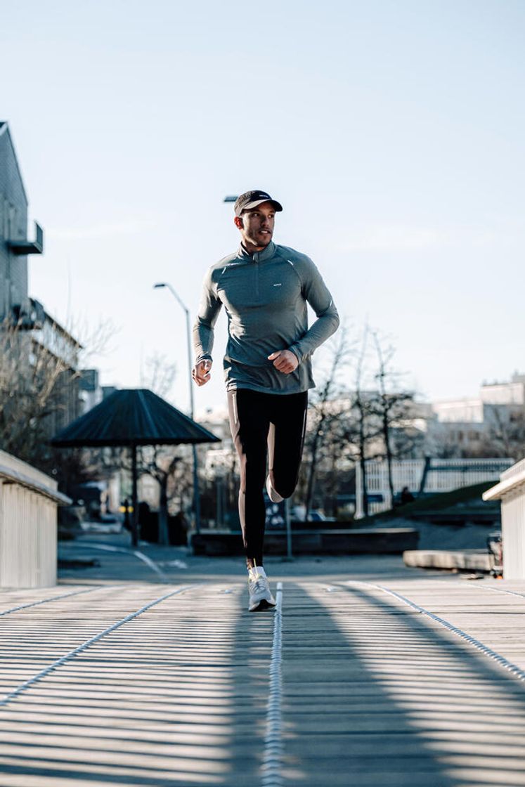 데카트론 남성 하프집 러닝 긴팔 티 런 웜 500 스모크 그린(Decathlon Men's Half-Zip Long-Sleeved Running T-Shirt Run Warm 500 Smoke Green) - 9
