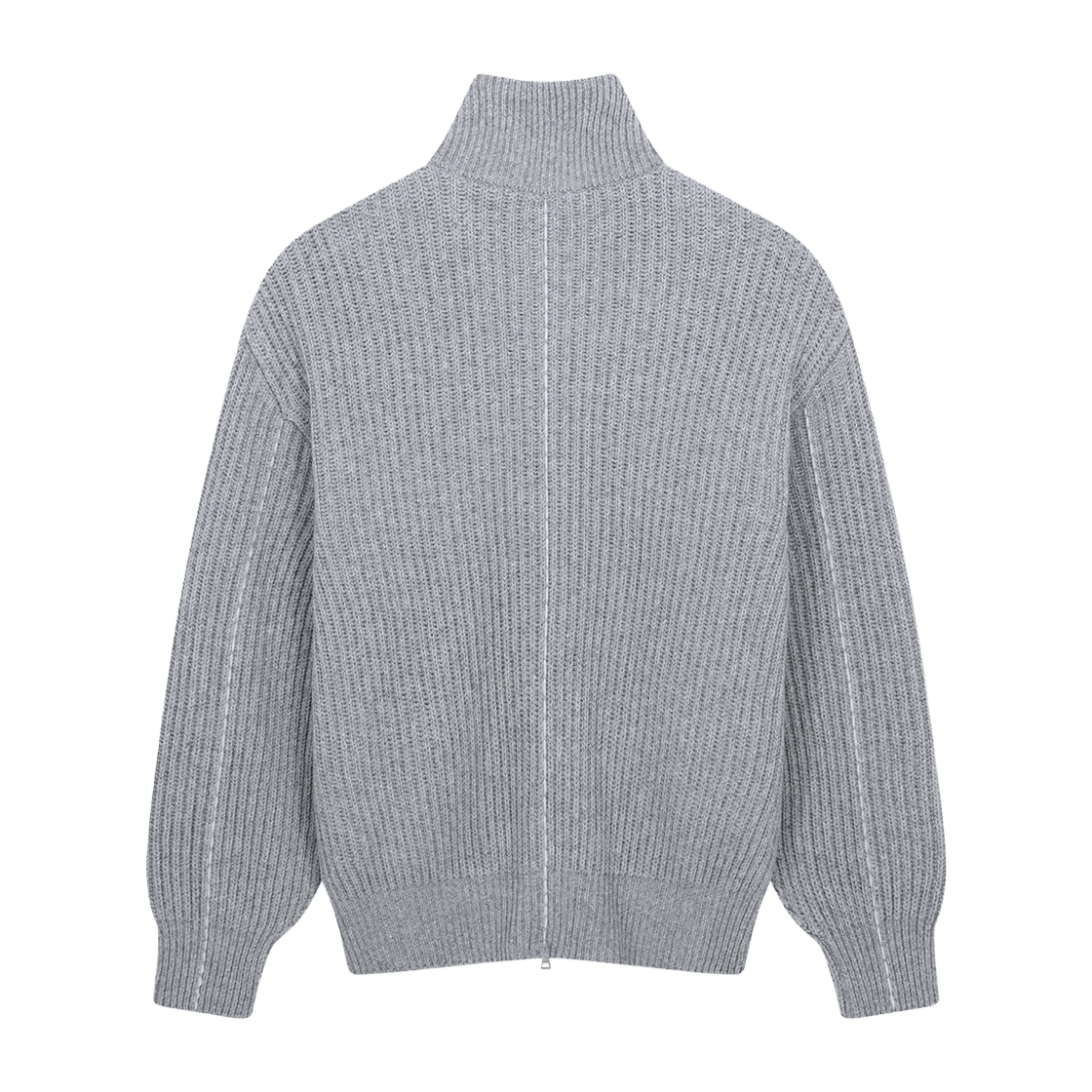 지오송지오 셈블런스 리브드 하이넥 집업 가디건 라이트그레이 ZI5KT837LG(ZIOSONGZIO SEMBLANCE Ribbed High Neck Zip Up Cardigan Light Grey) - 2