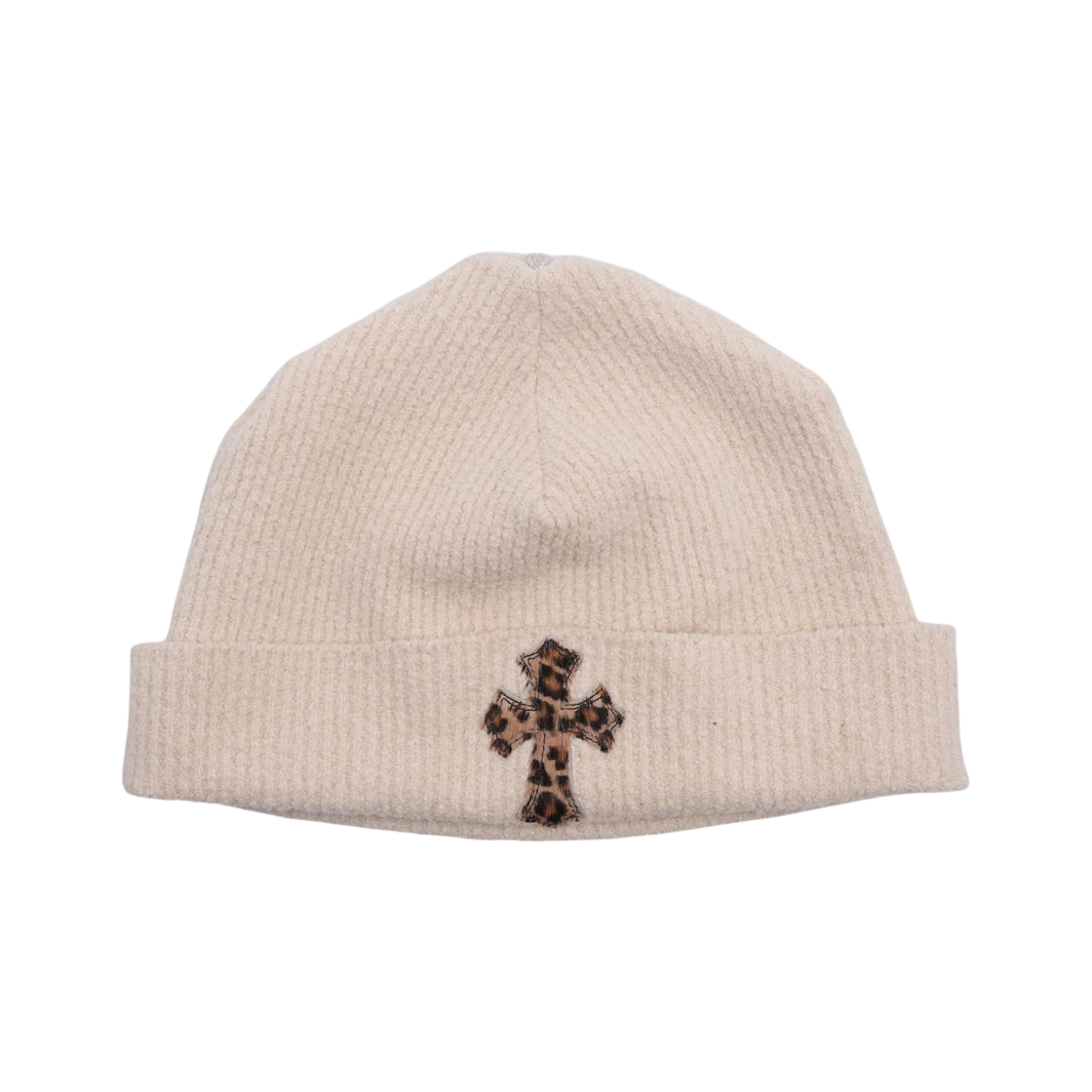- Chrome Hearts Leopard Cross Patch Beanie White