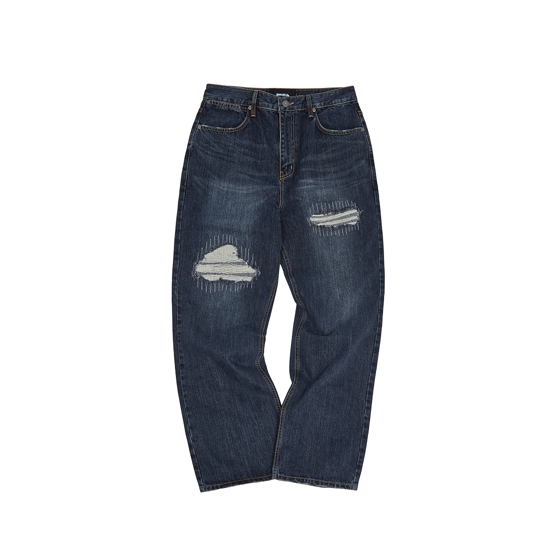 MEA03B6B02-GI Mea Repair Denim Pants Grey Indigo