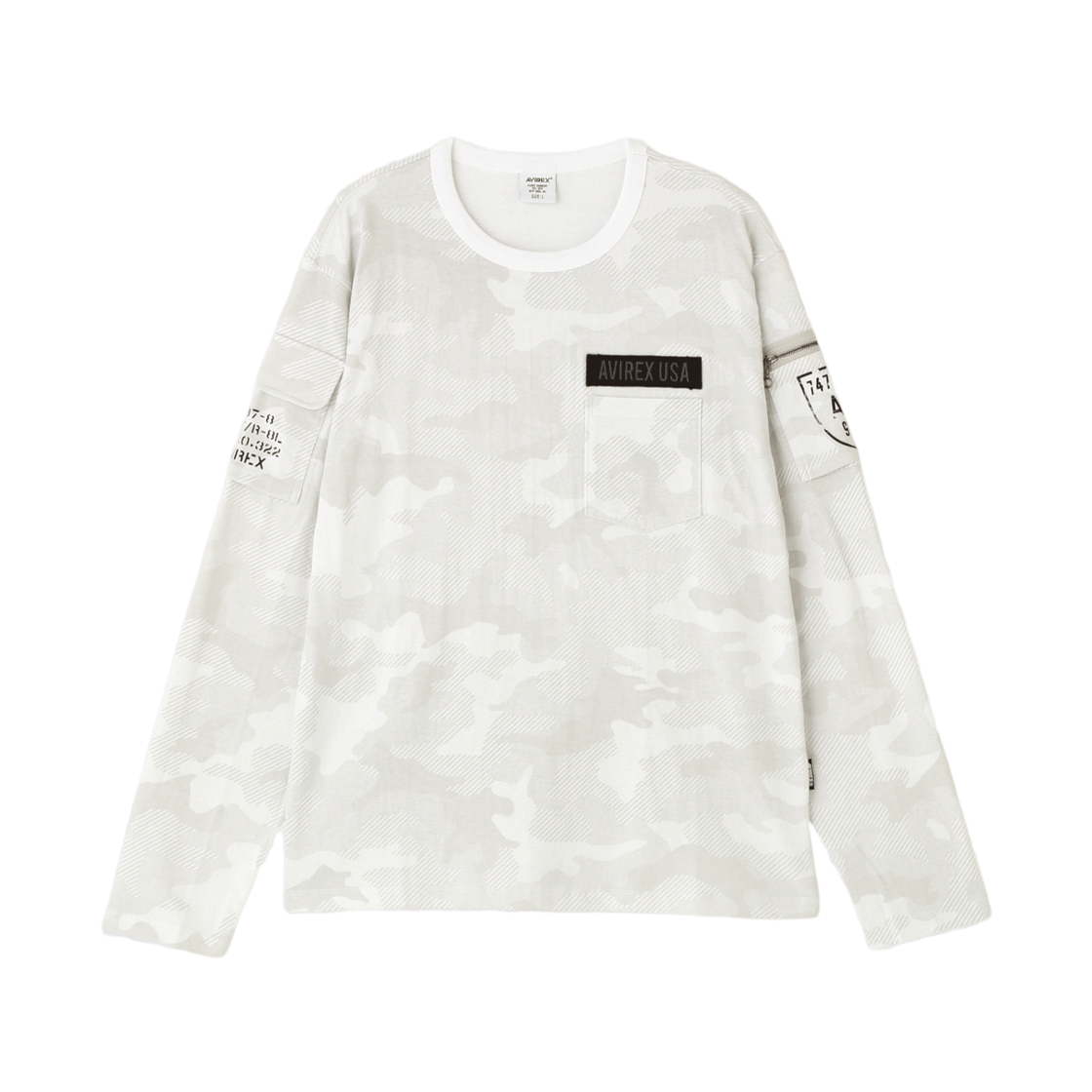 [예약배송] 아비렉스 퍼티그 롱 슬리브 티 화이트 카모([예약배송] Avirex Fatigue Long Sleeve Tee White Camo)